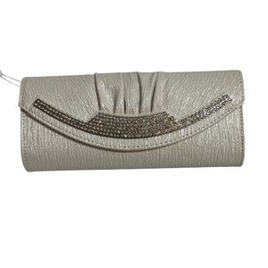 Bella Collection Rhinestone Clutch Evening Bag Pearl White Wedding Formal NWT